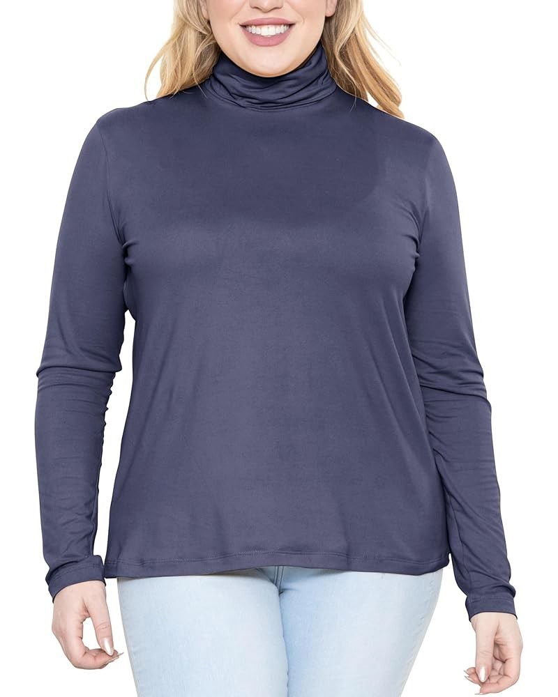 Women's Plus Size Relaxed and Regular Turtleneck | XL - 7X Relaxed Fit Navy Blue $16.19 Sweaters