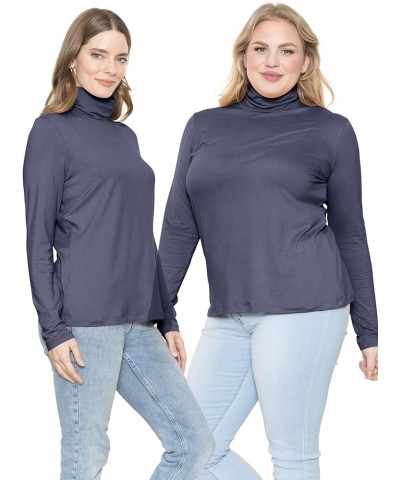 Women's Plus Size Relaxed and Regular Turtleneck | XL - 7X Relaxed Fit Navy Blue $16.19 Sweaters