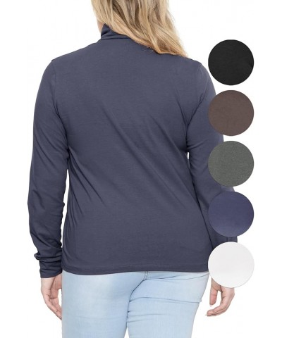 Women's Plus Size Relaxed and Regular Turtleneck | XL - 7X Relaxed Fit Navy Blue $16.19 Sweaters