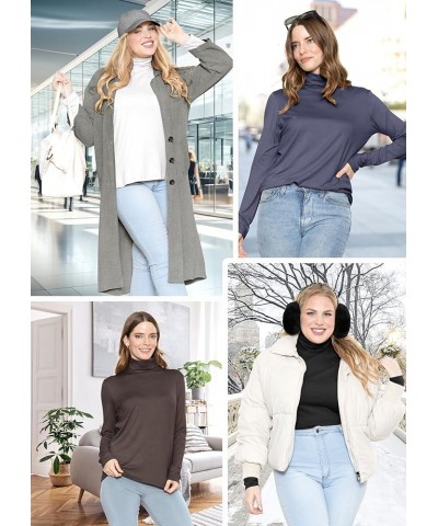 Women's Plus Size Relaxed and Regular Turtleneck | XL - 7X Relaxed Fit Navy Blue $16.19 Sweaters