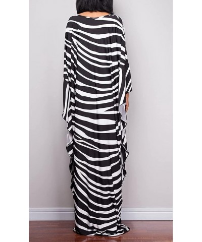 Womens Caftan Floral Print Kaftan Dress Short Sleeve Swimsuit Cover up Loungewear for Summer C-zebra $12.39 Swimsuits