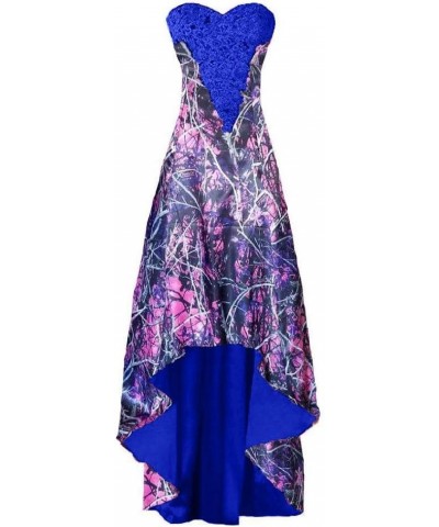 Camo and Lace High Low Wedding Dresses Evening Prom Reception Gowns Muddy Camo & Royal Blue $36.64 Dresses