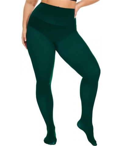 Women’s Oversize Plus Size Tights 80D Soft Microfiber Run Resistant Semi-Opaque Solid Color High Waist Pantyhose Forest Green...