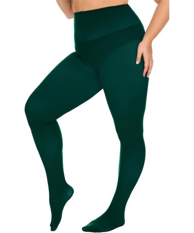 Women’s Oversize Plus Size Tights 80D Soft Microfiber Run Resistant Semi-Opaque Solid Color High Waist Pantyhose Forest Green...