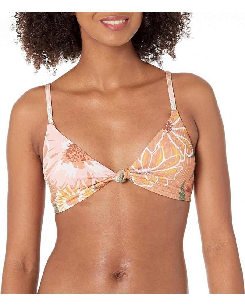 Women's Standard Ribbed Love The Surf Knotted Bikini Top Toasted Nut Bloom Boogie S $26.46 Swimsuits