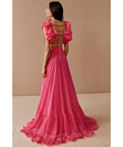 Women's Chiffon Ruffle Prom Dresses Ruched A Line Evening Formal Gowns Long V Neck Wedding Guest Dresses Mint $39.04 Dresses