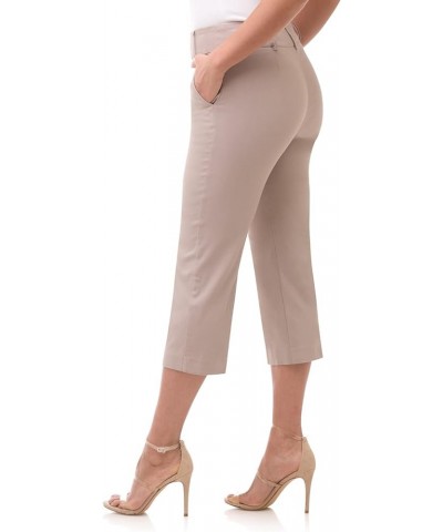 Women's EcoCosy Comfort Classic Chic Cropped Capri Pant Khaki $26.54 Pants