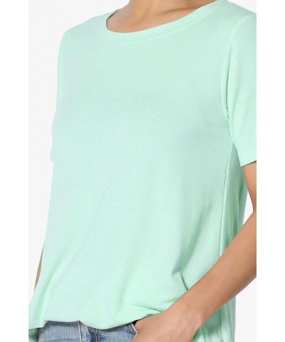 S~3X Basic Crew Neck Shirttail Hem Short Sleeve Top Draped Jersey Tee Aqua $10.00 T-Shirts