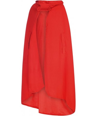 Women Trench Coat Batwing Cape Wool Poncho Jacket Warm Cloak Coat with Hood Red $16.39 Coats