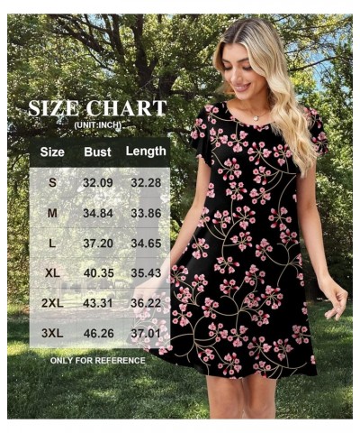 Womens Summer Dresses 2023 Ruffle Short Sleeve Casual Beach Tshirt Dress Round Neck Loose Swing Sundress with Pockets B11-bla...