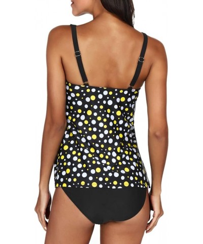 Women's Retro Polka Dot Tankini Swimwear Two Pieces Swimsuit Yellow Polka Dot $12.04 Swimsuits