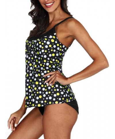 Women's Retro Polka Dot Tankini Swimwear Two Pieces Swimsuit Yellow Polka Dot $12.04 Swimsuits