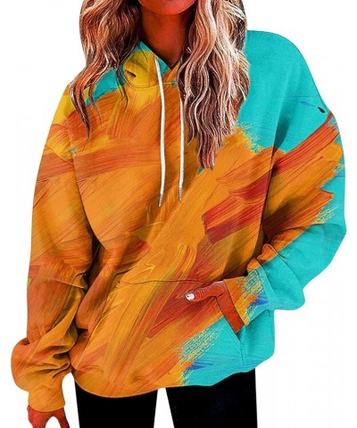 Women's Fashion Tie Dye Print Pullover Hoodie Long Sleeve Drawstring Hoodie Oversized Loose Sweatshirt with Pocket Torange $1...