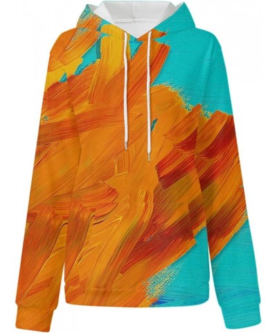 Women's Fashion Tie Dye Print Pullover Hoodie Long Sleeve Drawstring Hoodie Oversized Loose Sweatshirt with Pocket Torange $1...