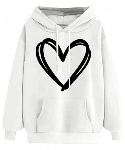 Women’s Oversized Hoodies Heart Print Cute Graphic Sweatshirts with Pocket Casual Long Sleeve Preppy Clothes 2023 26 White $1...