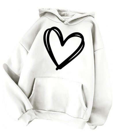 Women’s Oversized Hoodies Heart Print Cute Graphic Sweatshirts with Pocket Casual Long Sleeve Preppy Clothes 2023 26 White $1...