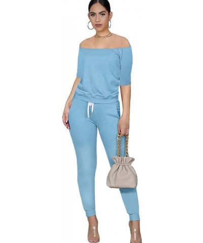 Women's Two Piece Outfit Joggers Sets Long Sleeve Tracksuit Sweatpants Sets 9233-blue $14.21 Activewear