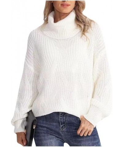 Red Sweater for Women Crop Turtle Neck Ribbed Knit Tops Women's Casual Solid Color Sweater Long Sleeve Sweatshirts White-m100...