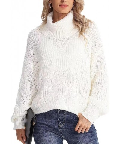 Red Sweater for Women Crop Turtle Neck Ribbed Knit Tops Women's Casual Solid Color Sweater Long Sleeve Sweatshirts White-m100...