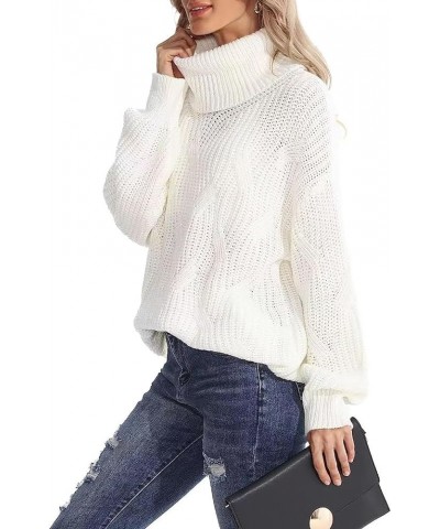 Red Sweater for Women Crop Turtle Neck Ribbed Knit Tops Women's Casual Solid Color Sweater Long Sleeve Sweatshirts White-m100...