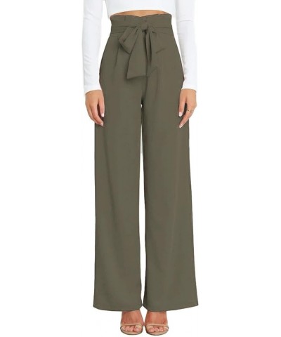 Women High Waisted Wide Leg Pants Long Straight Trousers Stretchy Casual Pant Army Green $19.17 Pants