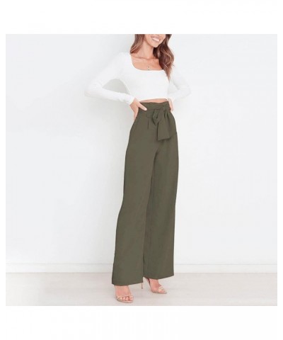 Women High Waisted Wide Leg Pants Long Straight Trousers Stretchy Casual Pant Army Green $19.17 Pants