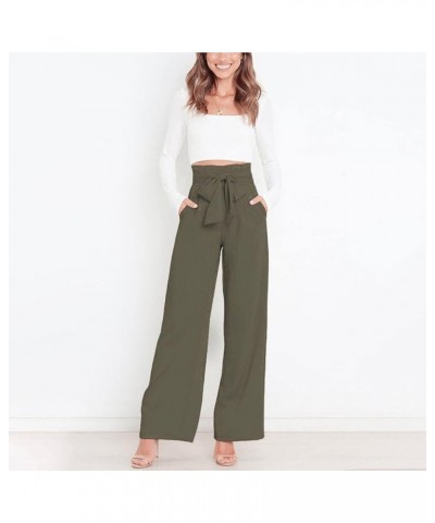 Women High Waisted Wide Leg Pants Long Straight Trousers Stretchy Casual Pant Army Green $19.17 Pants