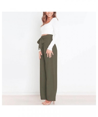 Women High Waisted Wide Leg Pants Long Straight Trousers Stretchy Casual Pant Army Green $19.17 Pants