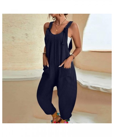 Jumpsuits for Women Summer Adjustable Strap Rompers Loose Fit Sleeveless Casual Pants Comfy Overalls with Pocket Fnavy $7.01 ...