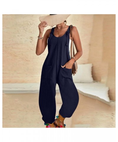 Jumpsuits for Women Summer Adjustable Strap Rompers Loose Fit Sleeveless Casual Pants Comfy Overalls with Pocket Fnavy $7.01 ...