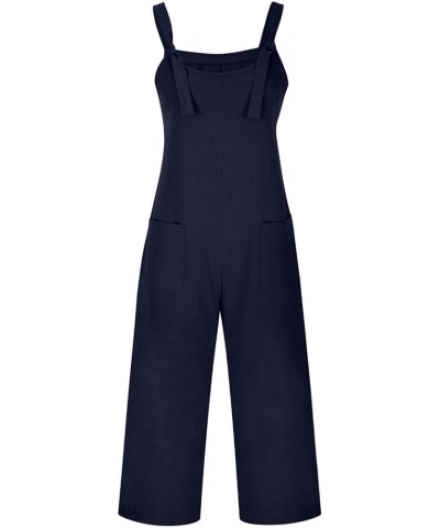 Jumpsuits for Women Summer Adjustable Strap Rompers Loose Fit Sleeveless Casual Pants Comfy Overalls with Pocket Fnavy $7.01 ...