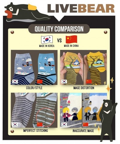 Multi-Pack Pairs Women's Made In Korea Cute Novelty Lightweight Solid Color Casual Cotton Crew Socks Color Block $10.39 Socks