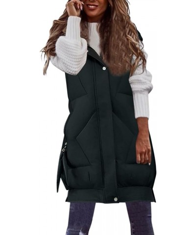 Puffer Vest for Women Long Quilted Down Jackets Vest With Hoodie Sleeveless Winter Padded Jacket Coat Puffy Outerwear Oversiz...