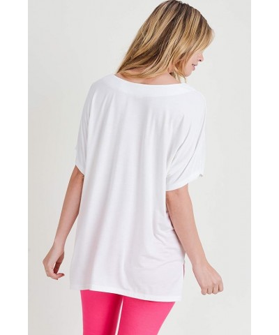 Women’s Short Flutter Sleeve Tops Crew Neck Summer Shirts with Round Hem Off White V-neck $11.28 Tops