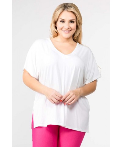 Women’s Short Flutter Sleeve Tops Crew Neck Summer Shirts with Round Hem Off White V-neck $11.28 Tops