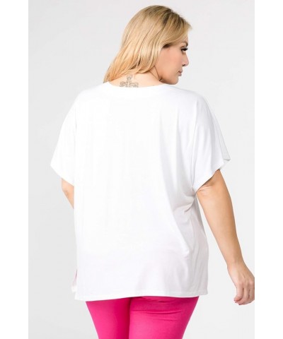 Women’s Short Flutter Sleeve Tops Crew Neck Summer Shirts with Round Hem Off White V-neck $11.28 Tops