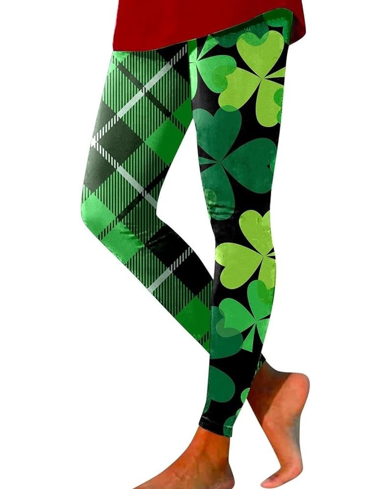 St.Patrick's Day Irish Green Shamrock Yoga Pants High Waisted Clover Leaves High Waisted Leggings Tummy Control Soft C_black ...