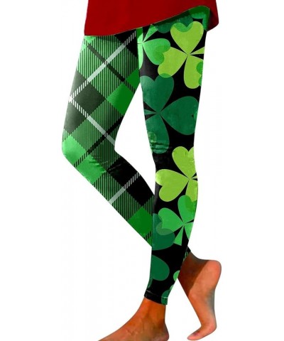 St.Patrick's Day Irish Green Shamrock Yoga Pants High Waisted Clover Leaves High Waisted Leggings Tummy Control Soft C_black ...