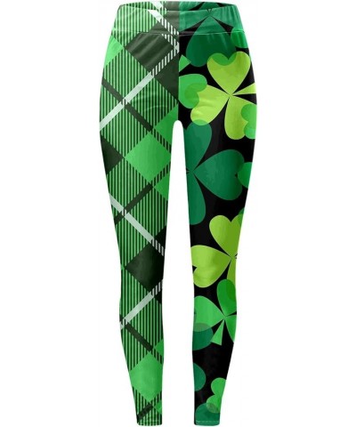 St.Patrick's Day Irish Green Shamrock Yoga Pants High Waisted Clover Leaves High Waisted Leggings Tummy Control Soft C_black ...