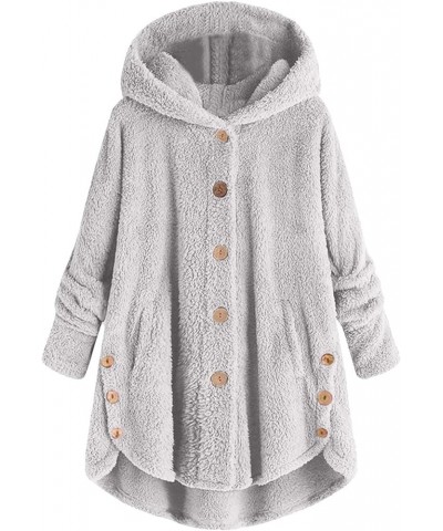 Women's Fashion Fuzzy Fleece Jacket Fluffy Hooded Baggy Faux Sherpa Open Front Teddy Coat Outerwear with Pocket 1530-arfbcx-g...