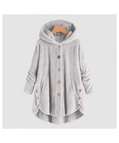 Women's Fashion Fuzzy Fleece Jacket Fluffy Hooded Baggy Faux Sherpa Open Front Teddy Coat Outerwear with Pocket 1530-arfbcx-g...