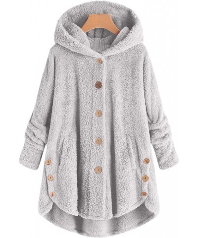 Women's Fashion Fuzzy Fleece Jacket Fluffy Hooded Baggy Faux Sherpa Open Front Teddy Coat Outerwear with Pocket 1530-arfbcx-g...