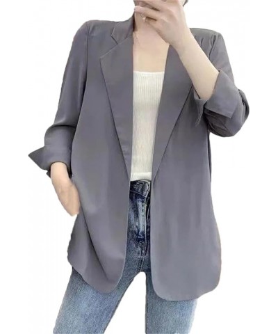 Women Chiffon Thin Loose Spring Summer Autumn Casual Office Work Blazer Jacket Gray9 $25.10 Blazers