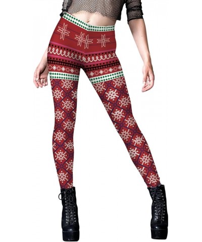 Women's Ugly Christmas Legging Xmas High Waisted Holiday Workout Pant Tights Leggings Snowflake $10.12 Leggings