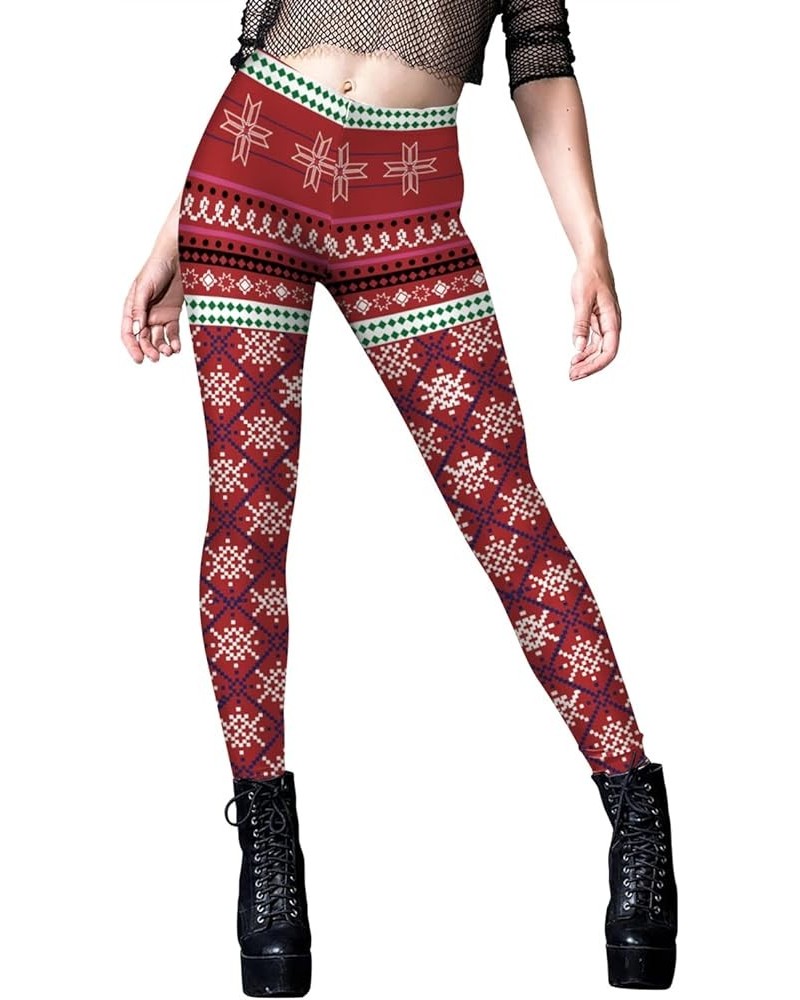 Women's Ugly Christmas Legging Xmas High Waisted Holiday Workout Pant Tights Leggings Snowflake $10.12 Leggings