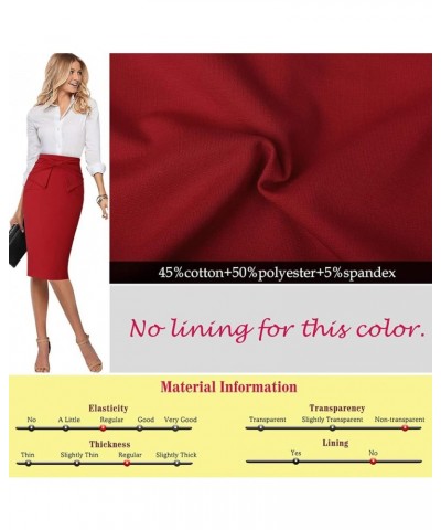 Womens Pleated Bow High Waist Slim Work Office Business Pencil Skirt Red $14.80 Skirts