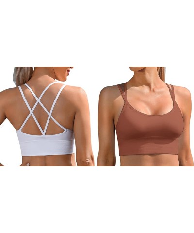 3 Pack Strappy Sports Bras for Women Sexy Crisscross for Yoga Running Athletic Gym Workout Fitness Tank Tops 3 Pack-black+whi...