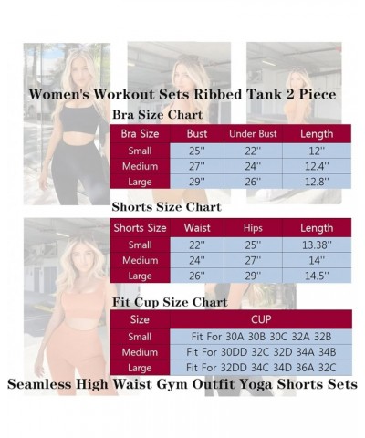 Workout Sets for Women 2 Piece Seamless Ribbed Crop Tank High Waist Shorts Yoga Outfits 268-d-beige $20.99 Activewear