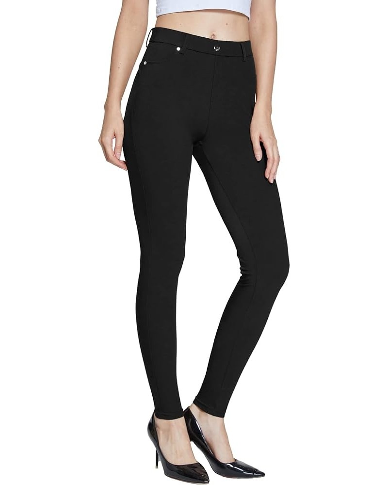 Women's Dress Pants Pull-on Super Stretch Business Casual Jeggings Capris Work Leggings with Pockets A - Black $23.59 Leggings