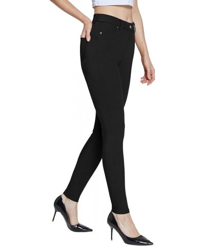 Women's Dress Pants Pull-on Super Stretch Business Casual Jeggings Capris Work Leggings with Pockets A - Black $23.59 Leggings